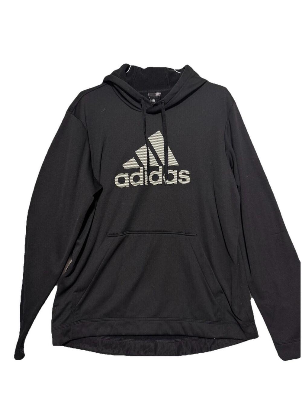 Men's Adidas black logo athletic hoodie size large